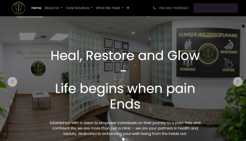 physio pain solutions homepage