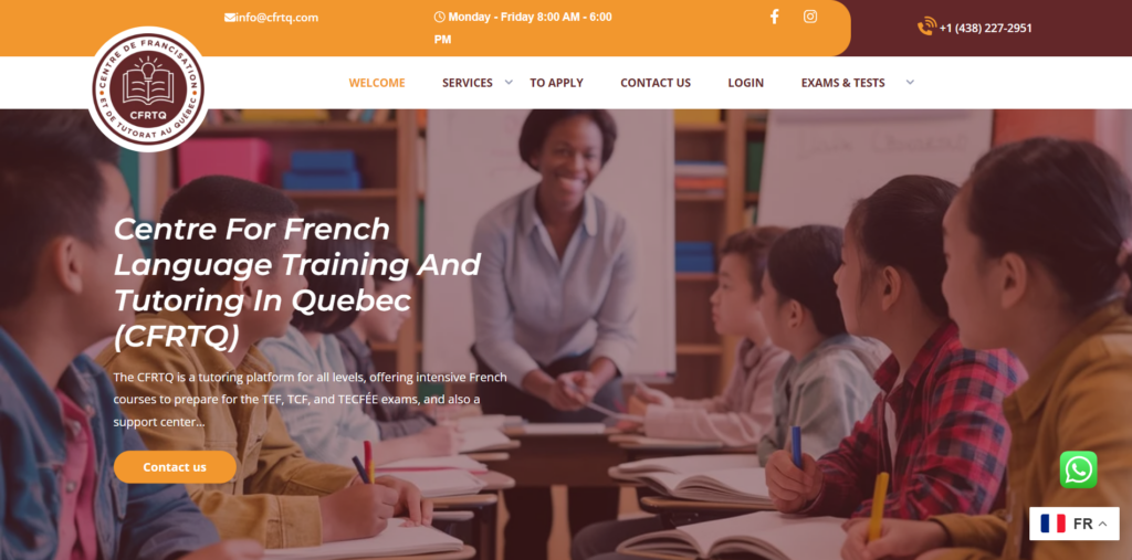 Centre de Francisation et de Tutorat Au Quebec (CFRTQ) homepage