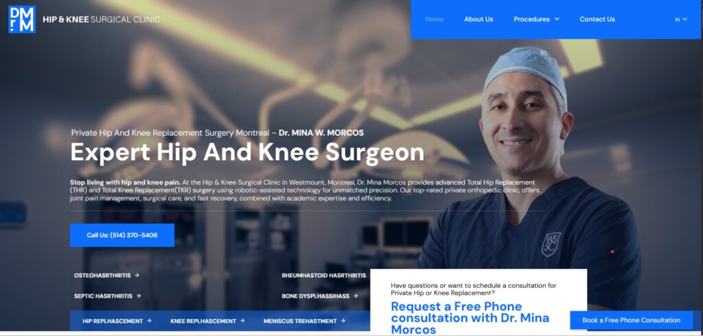hip knee surgical clinic homepage